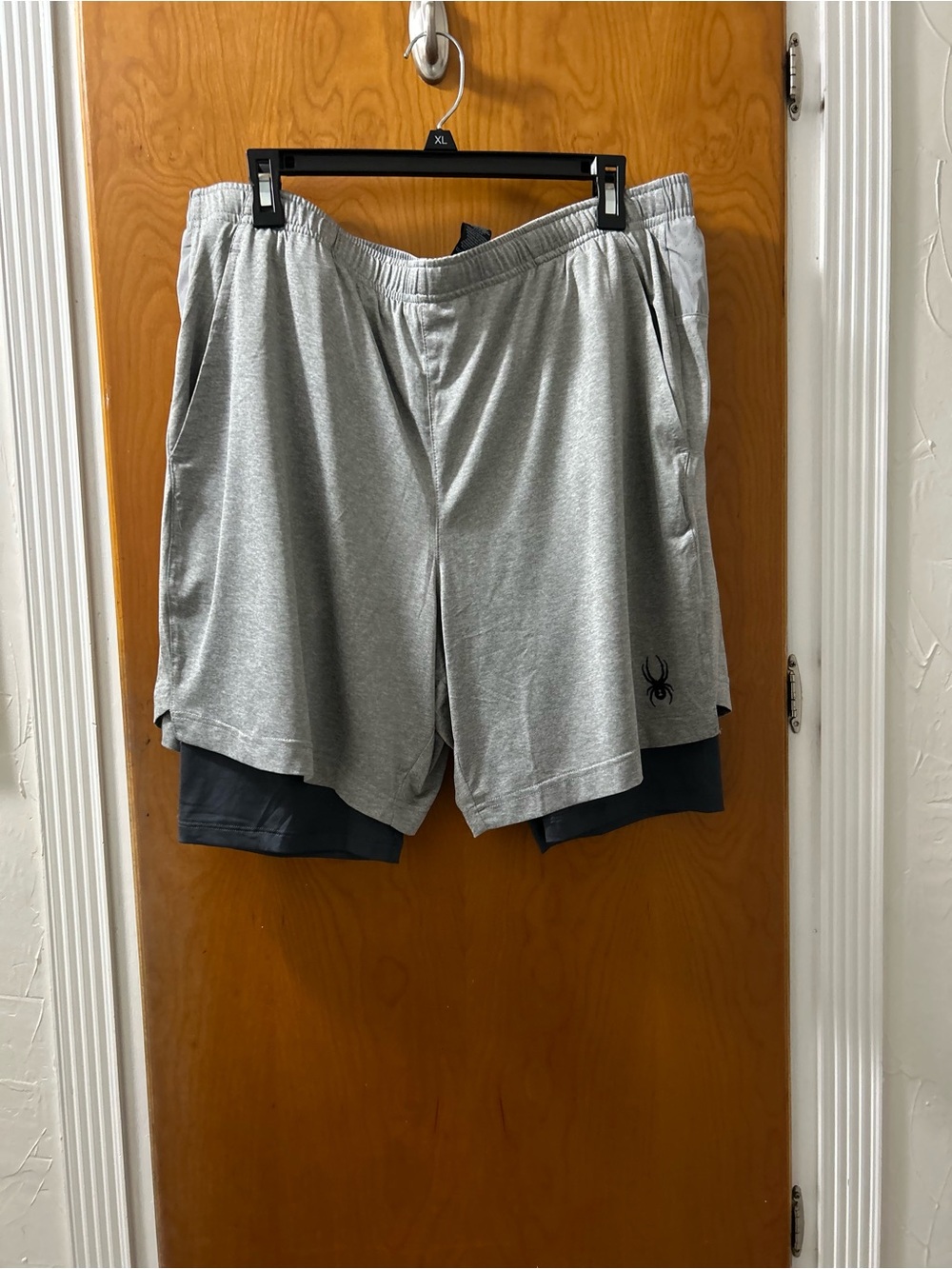 Spyder Light Gray Athletic 2-in-1 Shorts with Black Liner